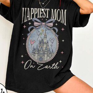 Happiest Mom On Earth Castle Shirt, Coquette Bow Mom Graphic Tee